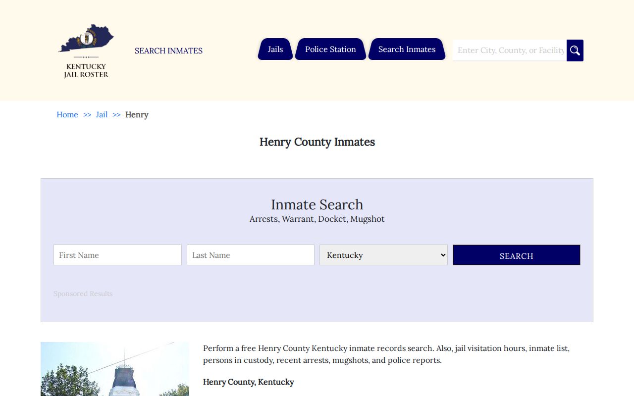 Unofficial Kentucky Jail Roster page describing Henry County custody arrangements